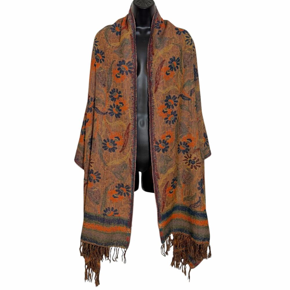 Vintage Marina D'Este Italy Wool Scarf Shawl Wrap Paisley Boho Artsy Cottagecore